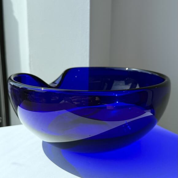 Elsa Peretti For Tiffany & Co. Cobalt Blue Murano Glass Thumbprint Bowl Italy - Picture 6 of 16